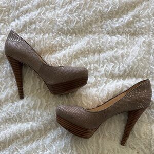 Guess Textured Taupe Platform Heels